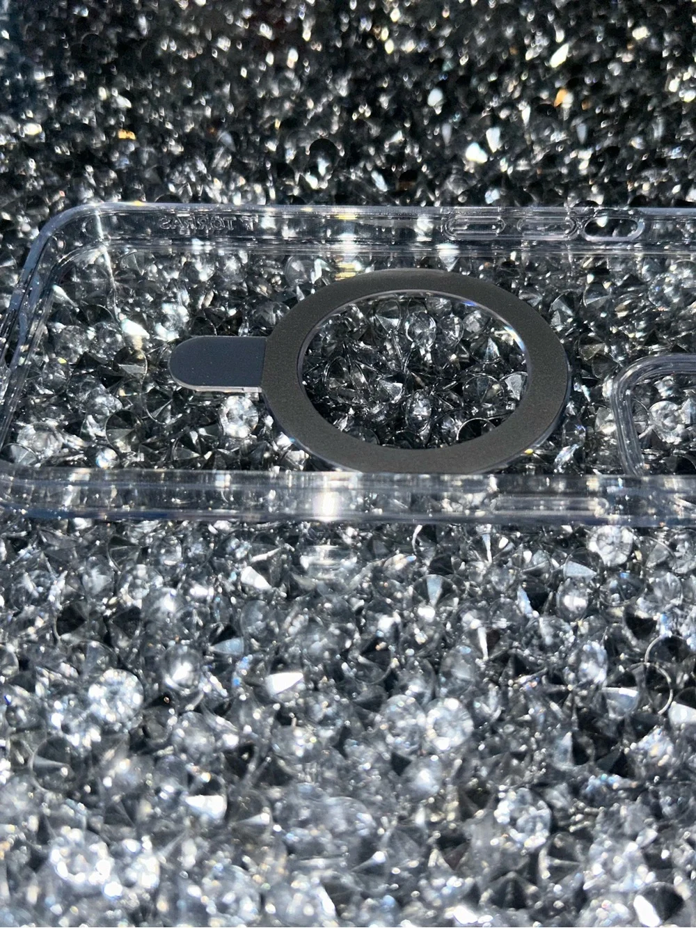 iPhone 15 Clear Phone Case with Silver Ring Stand